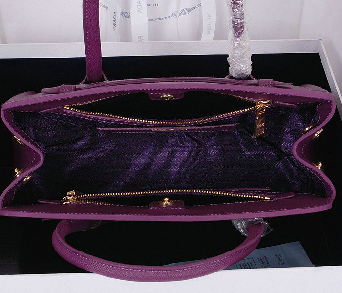 2014 Prada saffiano cuir leather tote bag BN2595 purple